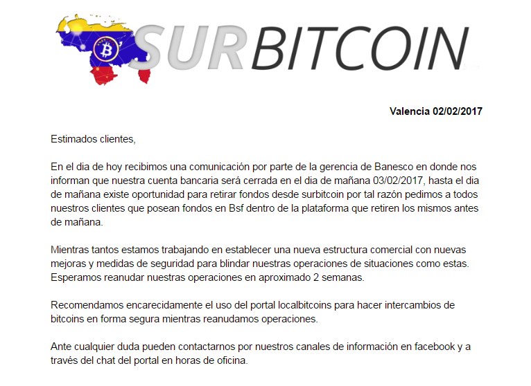 Surbitcoin On Hiatus Amid Venezuela Bitcoin Crackdown